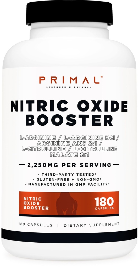 Primal Nitric Oxide Booster (2,250mg Por Serving) (180 cápsulas) - 60 Serviciones