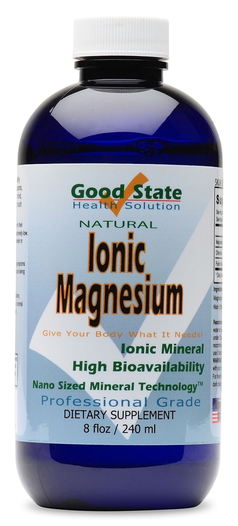 Good State Ionic Magnesium 8 oz - Natural - Nano Sized Mineral Technology - Professional Grade - Supports Healthy Chemical &amp; Enzymes Reactions - 96 Servings (8.1 fl oz)