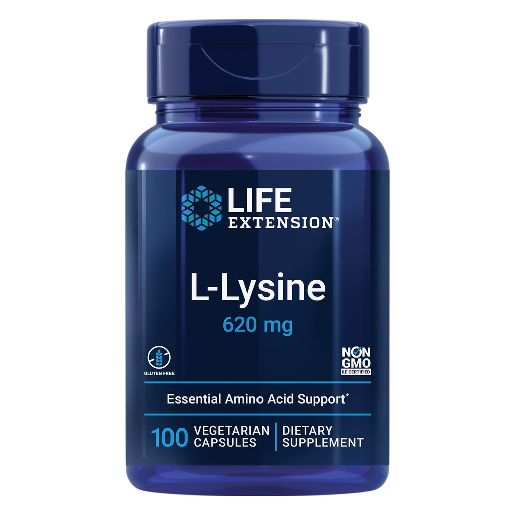 Life Extension NAC 600mg Antioxidant Immune Support &amp; L-Lysine 620mg for Healthy Stress Response 100 Capsules Bundle