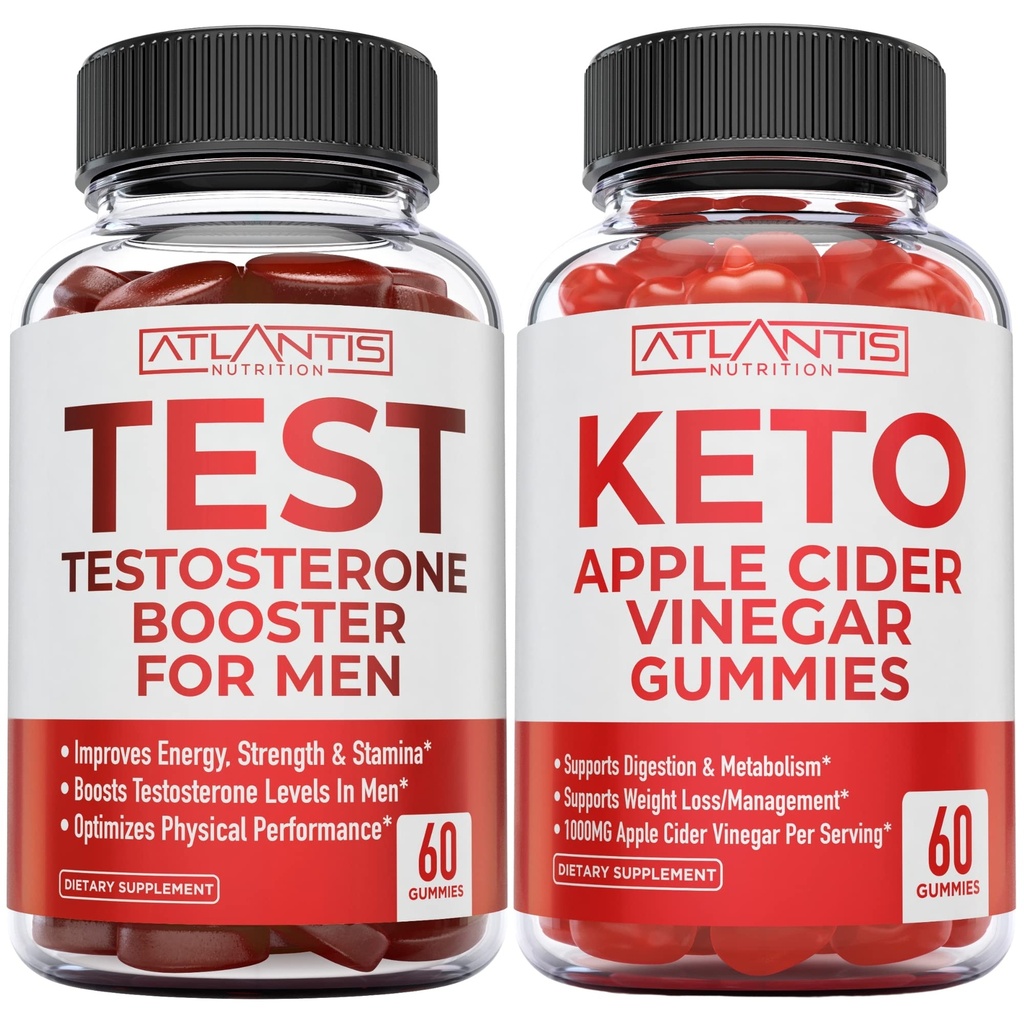 Atlantis Nutrición Testosterona Booster 60 Gummies + Keto Apple Sider Vinegar 60 Gummies