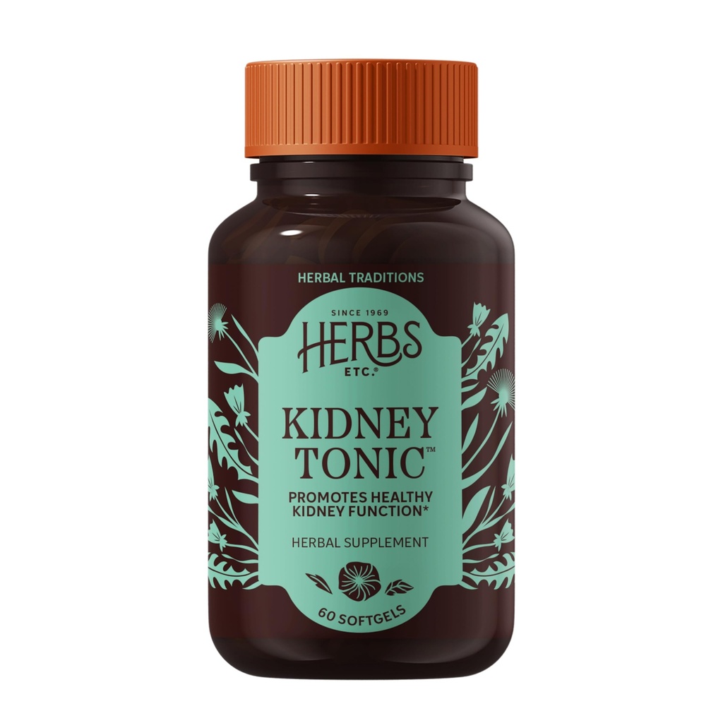 Herbs, Etc. Kidney Tonic Softgels - Suplemento de función - Natural con Dandelion, Saw Palmetto & Parsley - 60 Softgels (60 Servings)