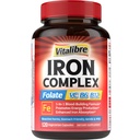 Suplemento de hierro para hombres y mujeres, con vitaminas C, B6, B12 &amp; Folate for Iron Deficiency, Blood Building " Energy Support, Stomach Friendly, Better Absorption, Non-GMO,No Gluten,120 Vegan Caps