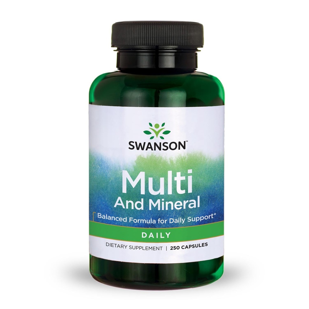 Swanson Multi y Mineral Daily Men's Women's Multivitamin Multimineral Health Supplement 250 Capsules (Caps)