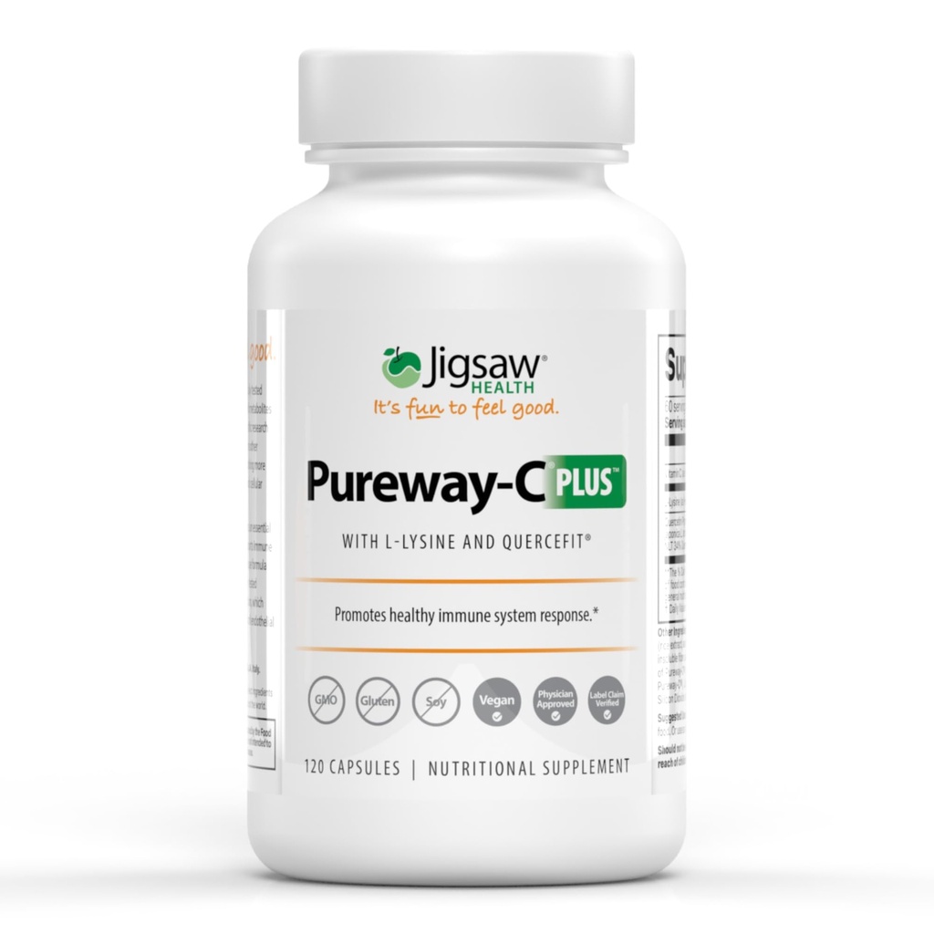 Jigsaw Health Pureway-C Plus ← Vitamina C con L-Lysine y Quercetin ← Promueve una respuesta saludable del sistema inmunitario Ø 120 Capsules  60