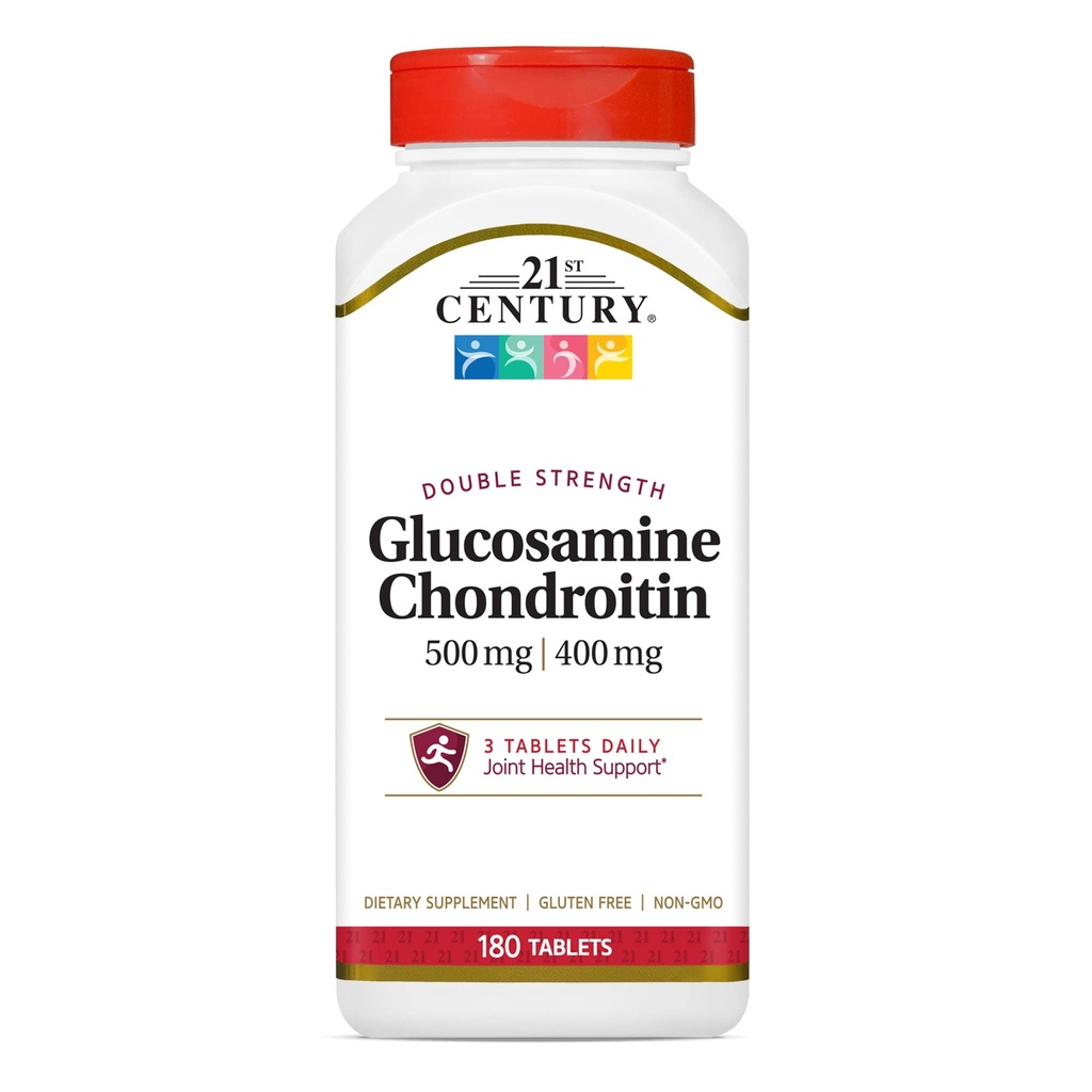 21st Century Glucosamine Chondroitin 500/400mg - Double Strength Tablets, 180 Cuenta