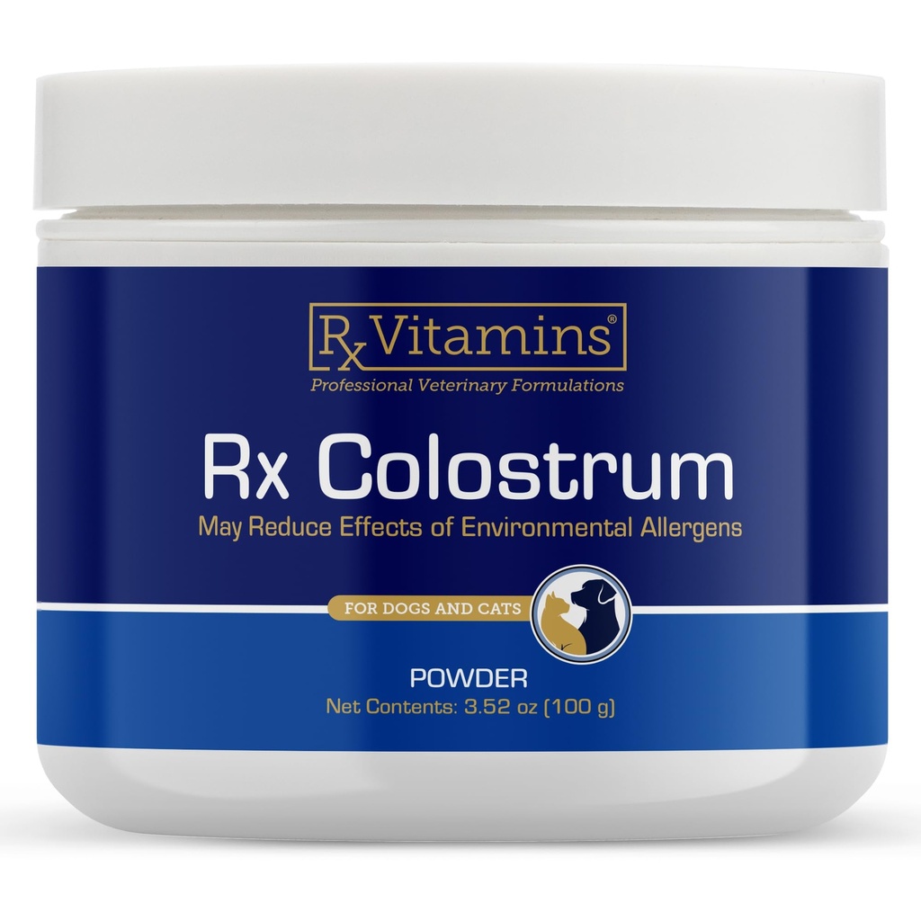 Vitaminas Rx Colostrum for Dogs & Cats - Whole Bovine Colostrum Powder - Cat & Dog Supplement Ideal Immune Support, Promotes Digestive Health & Alergy Support - 3.52 oz (100g)