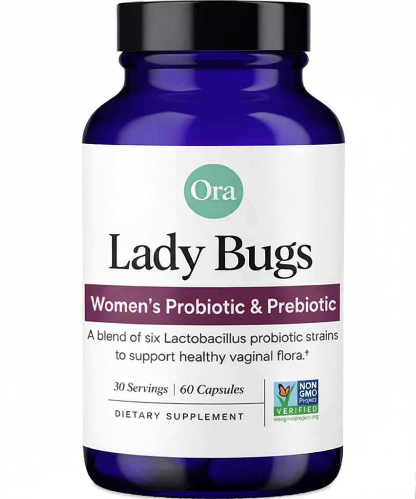 Ora Organic Prebiotics and Probiotics for Women - Lactobacillus for Vaginal Health & Candida Support, Contains 16 Billion CFU, 6 Strains - 1 Month Supply, 60 Vegan Probiotic Capsules
