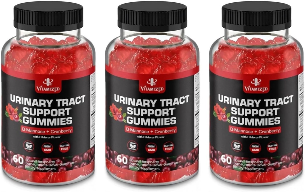 Potent Cranberry Gummies 1500mg con D Mannose - Urinary Tract Health for Women ' Hombre, Urinary Flush &amp; Bladder Fast-Acting Support Suplementos con Hibiscus Powder, 180 Condes