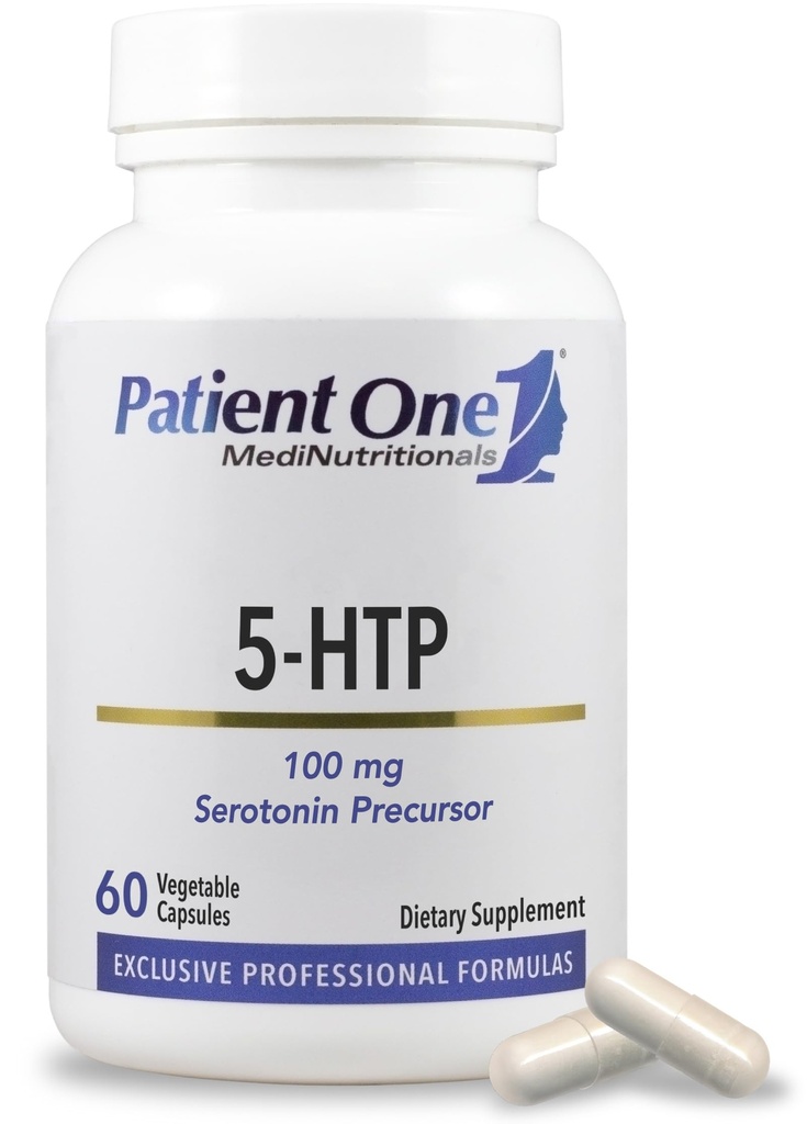 Paciente Uno 5-HTP 100 mg Silencioso Suplemento para apoyar la gestión de estrés, orina y sueño* tóxico 60 cápsulas