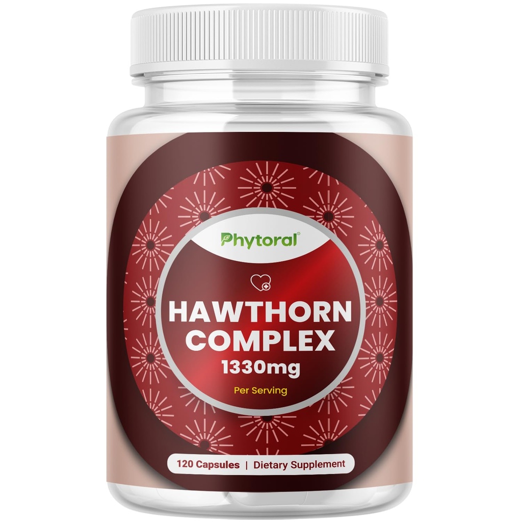 Alta resistencia Hawthorn Berry Capsules - Puro Antioxidante Hawthorn Berry Suplemento con hoja y extracto de flores 4:1 para la salud del corazón y la digestión - Apoyo energético para hombres y mujeres - 120 Conde Pack