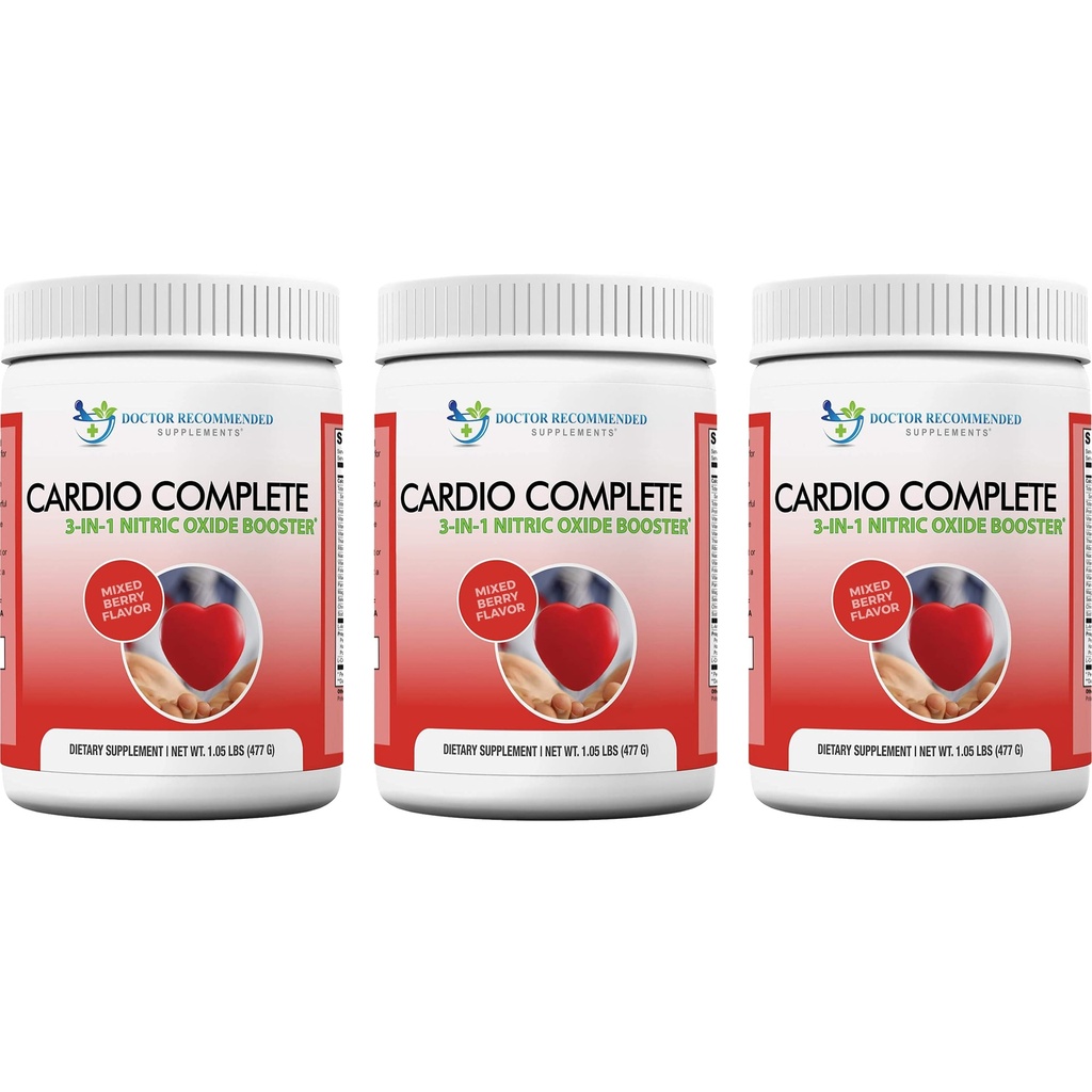 Cardio Complete - Heart Health Support Powder Supplement - 3-in-1 Nitric Oxide Booster con 5,000 L-Arginine, 1000mg L-Citrulline, y Hawthorn Berry