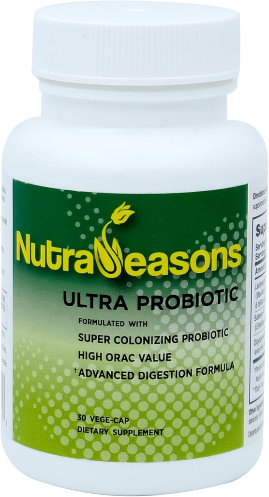 Complejo ultraprobiótico con Bacillus coagulans, enzimas múltiples digestivas, bayas prebióticas sometidas orgánicas, no transgénicos TEN 30 cápsulas de Veg