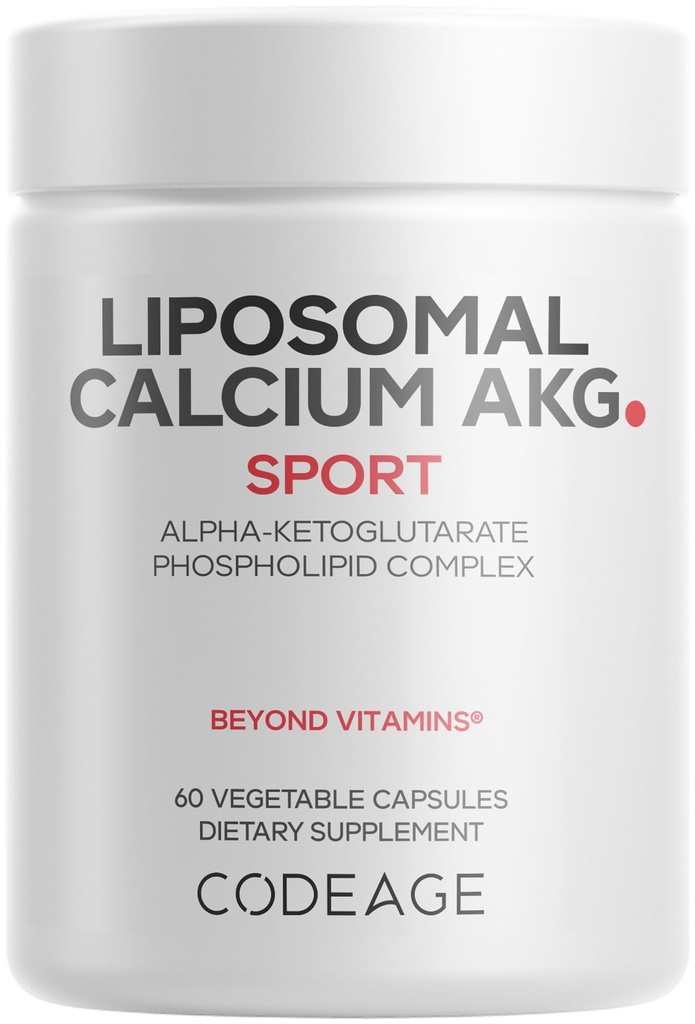 Codeage Liposomal Calcium AKG Supplement - Calcium Alpha-Ketoglutarate - 2-Month Supply - Entrega Liposomal - 1 Cápsula Por Serving - Non-GMO, Gluten-Free - 60 Cápsulas