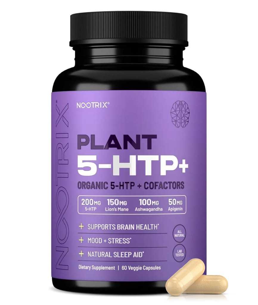 Planta orgánica Nootrix 5 HTP+ Suplementario ¦ apoya la memoria, el foco mental, la salud cognitiva y la energía ← Promueve la función sana del humor y el cerebro