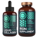 WILD FUEL Iron Supplement for Women with Folic Acid and Liquid Collagen Peptides with Biotin Mujer Health and Beauty Bundle
