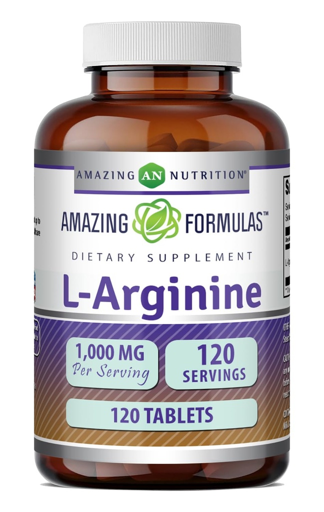 Increíble fórmulas L-Arginine Suplemento TENIDO 1000 Mg Por Serving TENIDO Tablets TENIDO Aminoácidos Suplemento para Mujeres &amp; Hombres TENIDO Non-GMO TEN Gluten Free TEN Made in USA (1 Pack Ø 120 Conde)