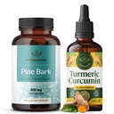 HerBAMAMA Trímeric Extract y Pine Bark Kit - Agrupo de 400 mg Francés Capsules Marítimos " Extracto Turmérico Tintura 2 fl oz - Vegan, No GMO, Azúcar " Sin alcohol - 2 Pack