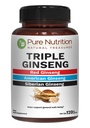Pura Nutrición Triple Ginseng 650mg tención 120 Caps  durable Complejo para Hombres y Mujeres TENIDO Altamente efectiva Combinación de Ginseng rojo, americano y siberiano. Non GMO