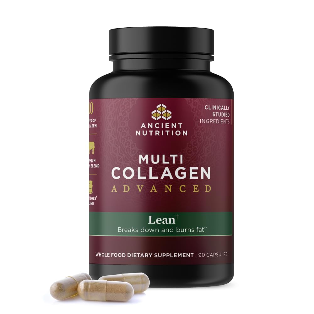 Antiguo Nutrición Multi Collagen Lean avanzado con Probióticos, Péptidos de Collagen Hidrolyzed Soporta pérdida de peso saludable y pérdida de grasa, 90 Cuenta