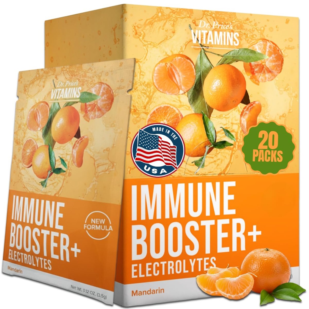 Immune Support + Electrolytes ← 1000mg Vitamin C, Zinc " Chromium TEN Hydration " Wellness Powder ← Bebida libre de azúcar, rápida absorción mix TEN Easy-to-Mix Packets for Daily Use, Travel " Recovery