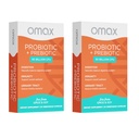 Prebiótico Omax3 Probiótico 50 Billones CFU + Chicory Inulin, 10 Strain, Reduce Bloating, Digestion, SIBO, Leaky Gut, Vaginal pH, Acidophilus, Vegan, Dairy Free, Gluten Free, Blister Packaged (2 Pack)