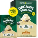 Powder de proteína orgánica puramente inspirada, 14 paquetes de una sola servidumbre, Creamy Vanilla - 20g de polvo de proteínas de base vegetal para smoothies & Shakes - libre de lácteos, no transgénico - para hombres " mujeres