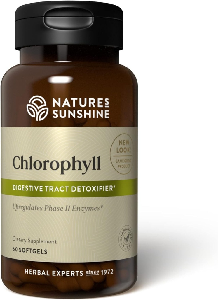 Sunshine Chlorophyll, 60 Softgel Capsules: Apoyo Digestión, Inmunity " Detoxification with Internal Deodorant Benefits. Capsules fáciles de cambiar promueven el bienestar general y la energía