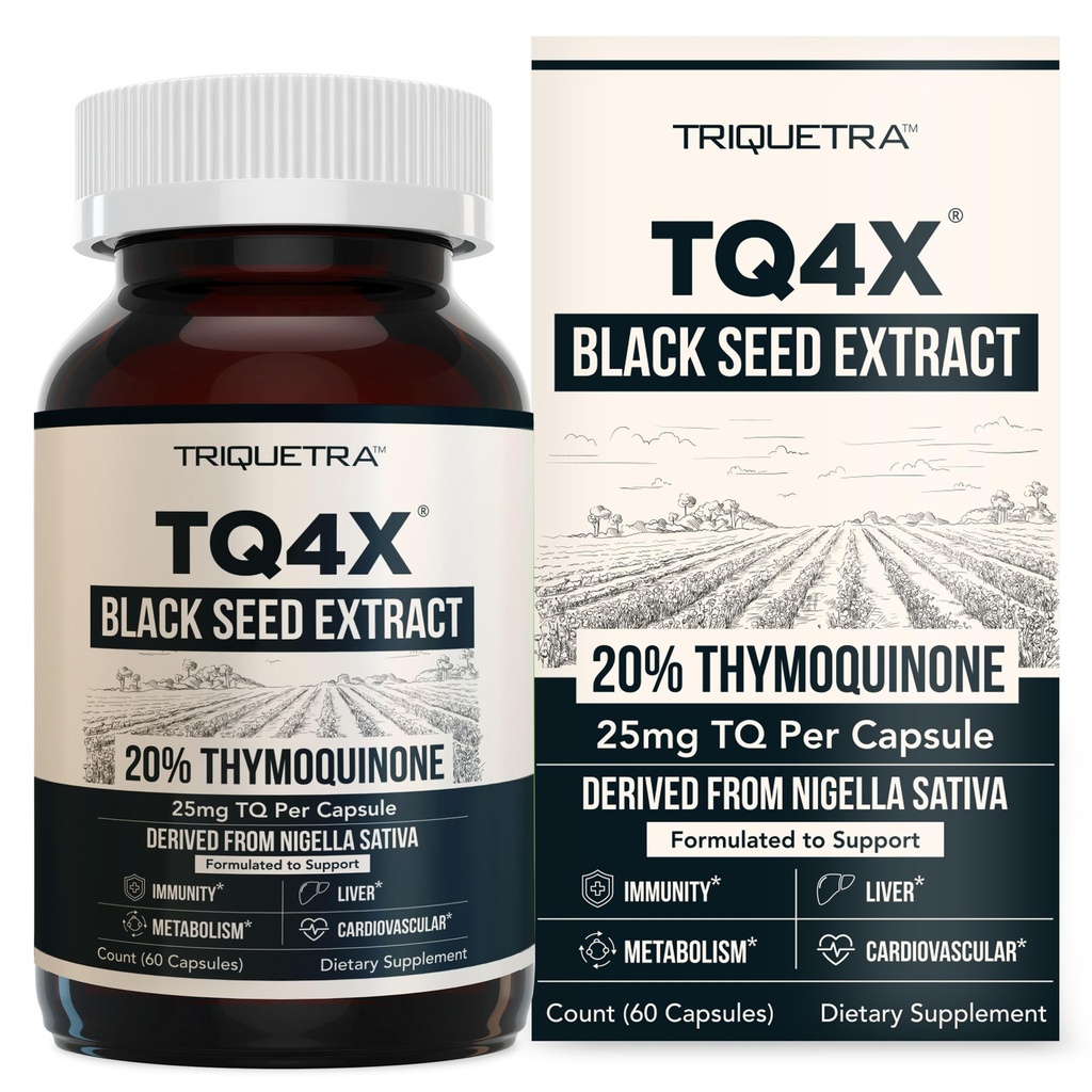 20% Timoquinone Black Seed Oil Extract Capsules - TQ-Advanced 4X®: Potent Thymoquinone Concentration Disponible - 60:1 Concentrate from Nigella Sativa, Raw Form, Vegan, Glass Bottle (60 cápsulas)