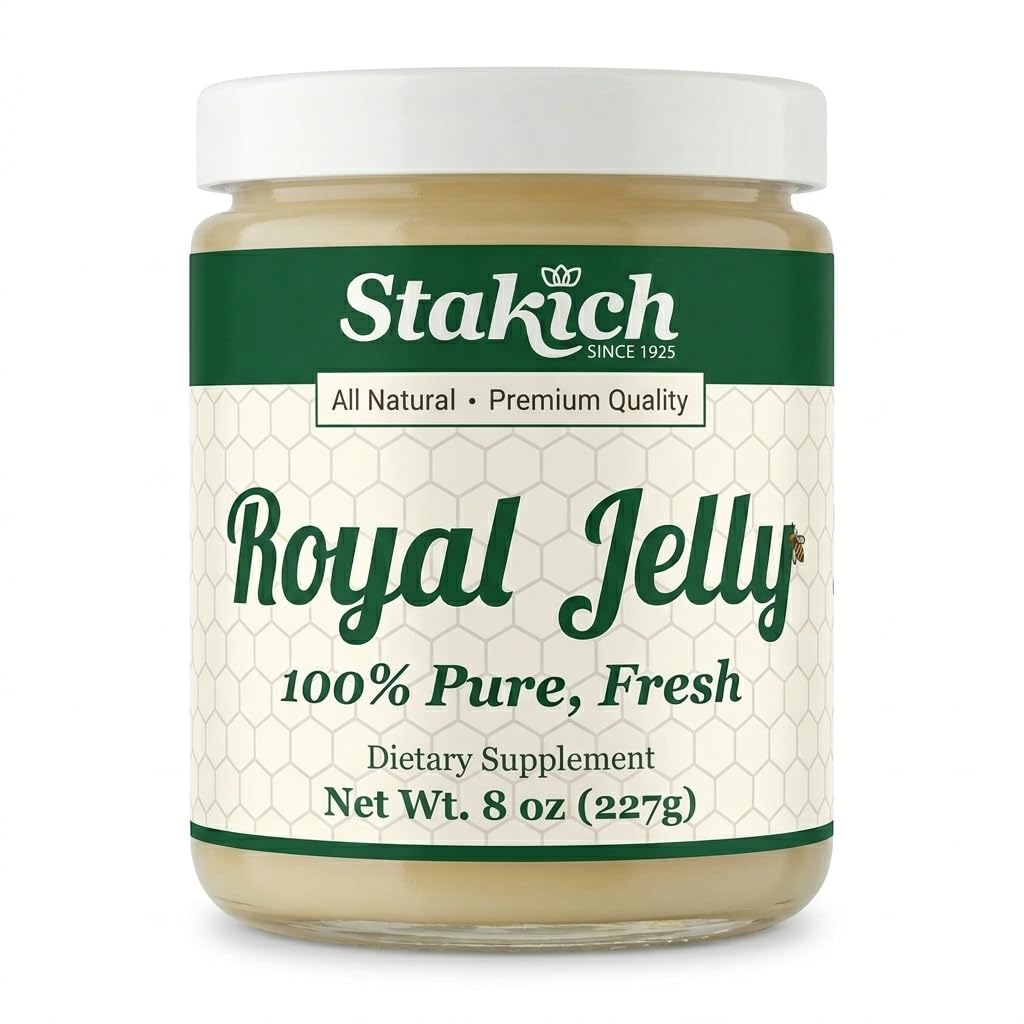 Stakich Fresh Royal Jelly - Puro, Todo Natural - No Additives/Flavors/Preservatives Añadido - 8 Ounce (227 Gram)