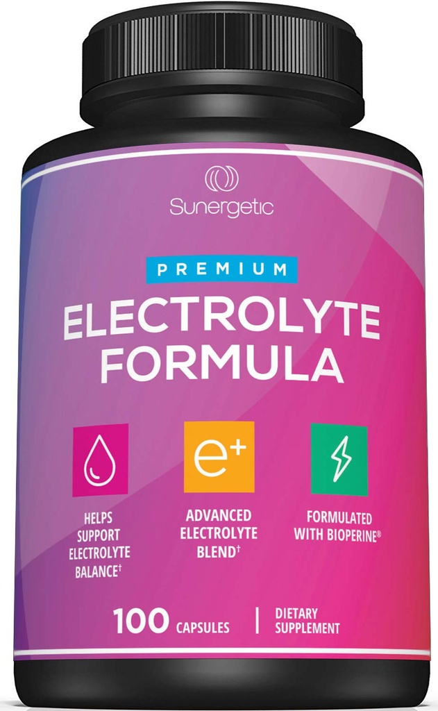Cápsulas de electrolito Premium – Soporte para Keto, Carb bajo, Rehidratación " Recuperación - Tablas de sustitución de electrolitos – Incluye sales de electrolito, magnesio, sodio, potasio – 100 cápsulas