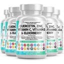 Nutracéuticos limpios Quercetina Zinc Vitamina C Bromelain Elderberry - Lung Immune Support Suplemento Adultos con Artemisinina, Moss de Mar, Echinacea, Alivio de Alergía (60 Cuenta (Pack de 5))