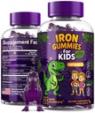 Dinosaurio de Hierro Gummies para Niños con Vitamina C ← Libre de Azúcar, Vegan, Libre de Gluten &amp; No-GMO Silencioso Anemia Alivio, Energía &amp; Sangre Health Support ← Grape Flavor, Pectin-Based for Optimal Health