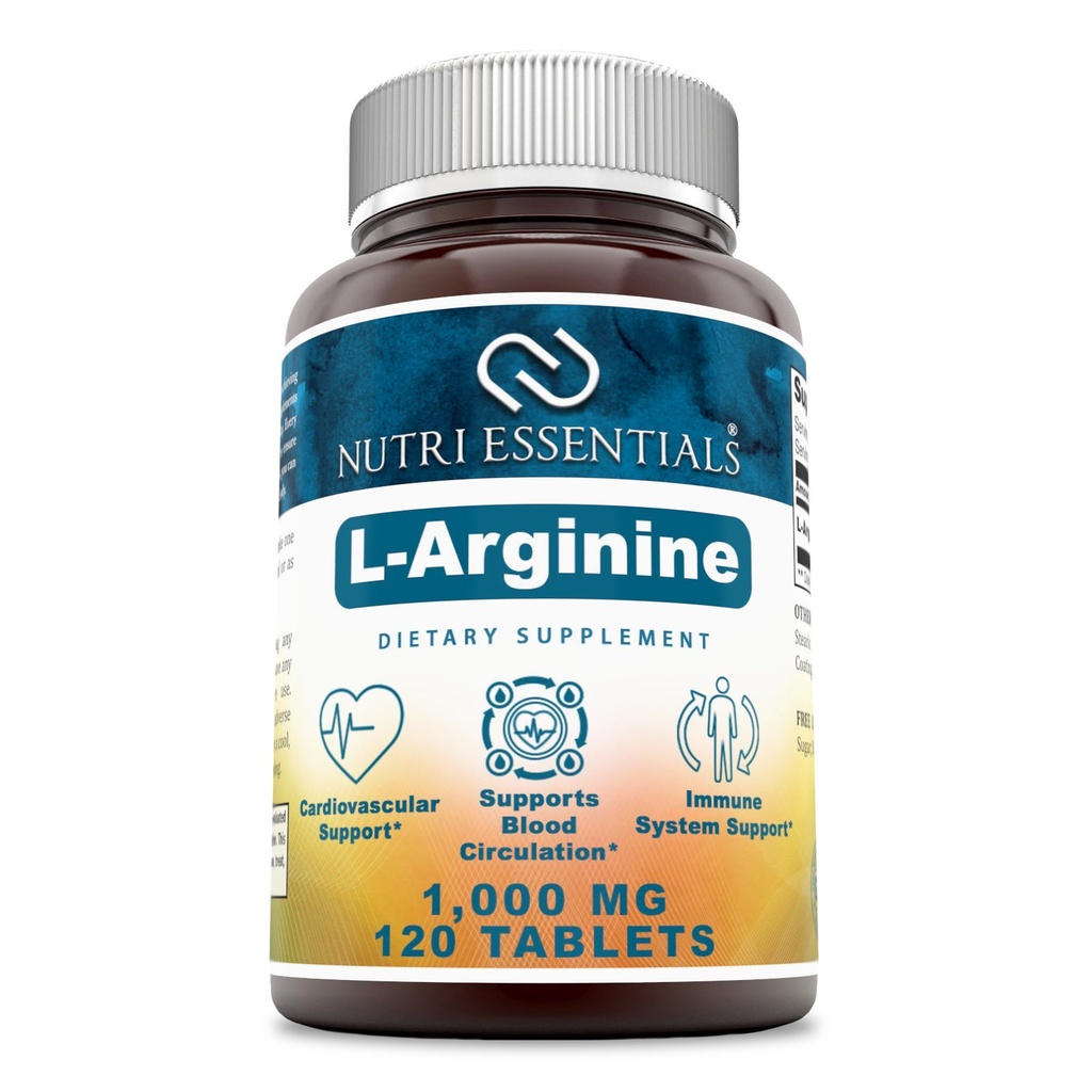 L-Arginina 1000 Mg 120 Tablets Suplemento dietético - Asistencias Salud cardiovascular - Apoyos Funciones del sistema inmunitario - promueve la circulación sanguínea