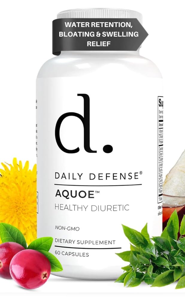 Diuretic Pills - Cranberry with Green Tea, Dandelion, Apple Cider Vinegar & More - AQUOE Water Away for Bloating & Fitness - Water Pills - 1 Pack, 60 Count