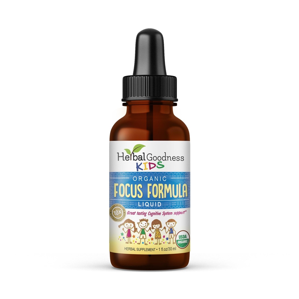 Suplementos de atención y atención 1oz - Suplementos de enfoque con Ashwagandha para niños y Moringa Natural Extracto para una Mente Serena y Genius - Vitaminas de enfoque no GMO para niños - Hecho en EE.UU.