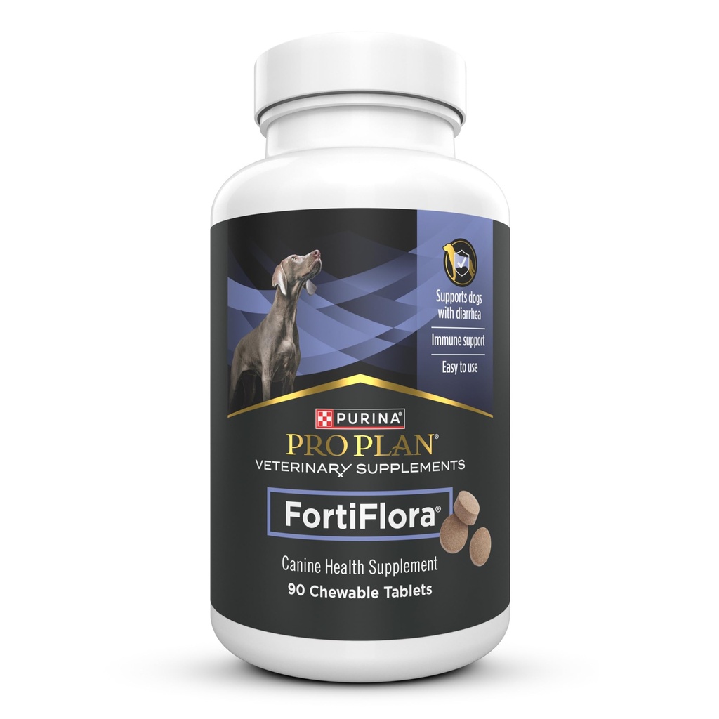 Plan Purina Pro Suplementos Veterinarios FortiFlora Probióticos para Perros Tablas Chewable para Salud y Diarrea Digestiva - 90 ct. Canister