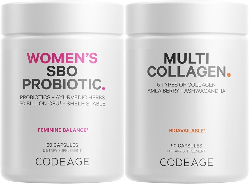 Código Multi Collagen Protein Capsules " Probióticos para Mujer Bundle ¦ Multi Collagen Pills, Collagen Tipos I, II, II, V &amp; X, 90 Contar con prebióticos " Probióticos para Mujeres - Soy " Dairy Free, 60 Condes