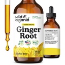 Wild &amp; Organic Ginger Root Extract Drops - Immune &amp; Digestive Support - Liquid Ginger Supplements - Vegan, Sugar &amp; Alcohol-Free Tintura - 4 fl oz