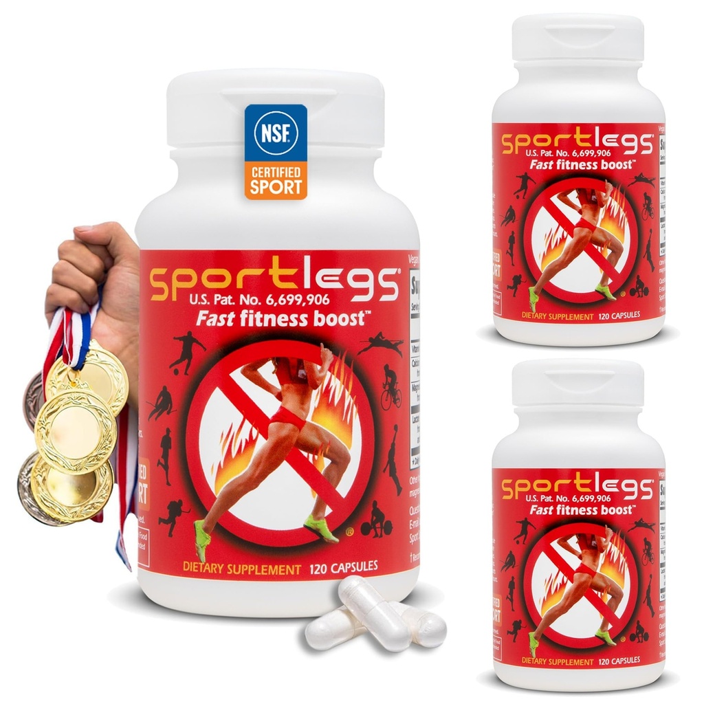 SPORTLEGS Pre-Exercise Metabolic Primer for Runners, Cyclists and Endurance Athletes - Helps Muscles Use Lactate as Fuel for Smoother, Longer-Lasting Efforts - NSF Certified for Sport - 120 Capsules