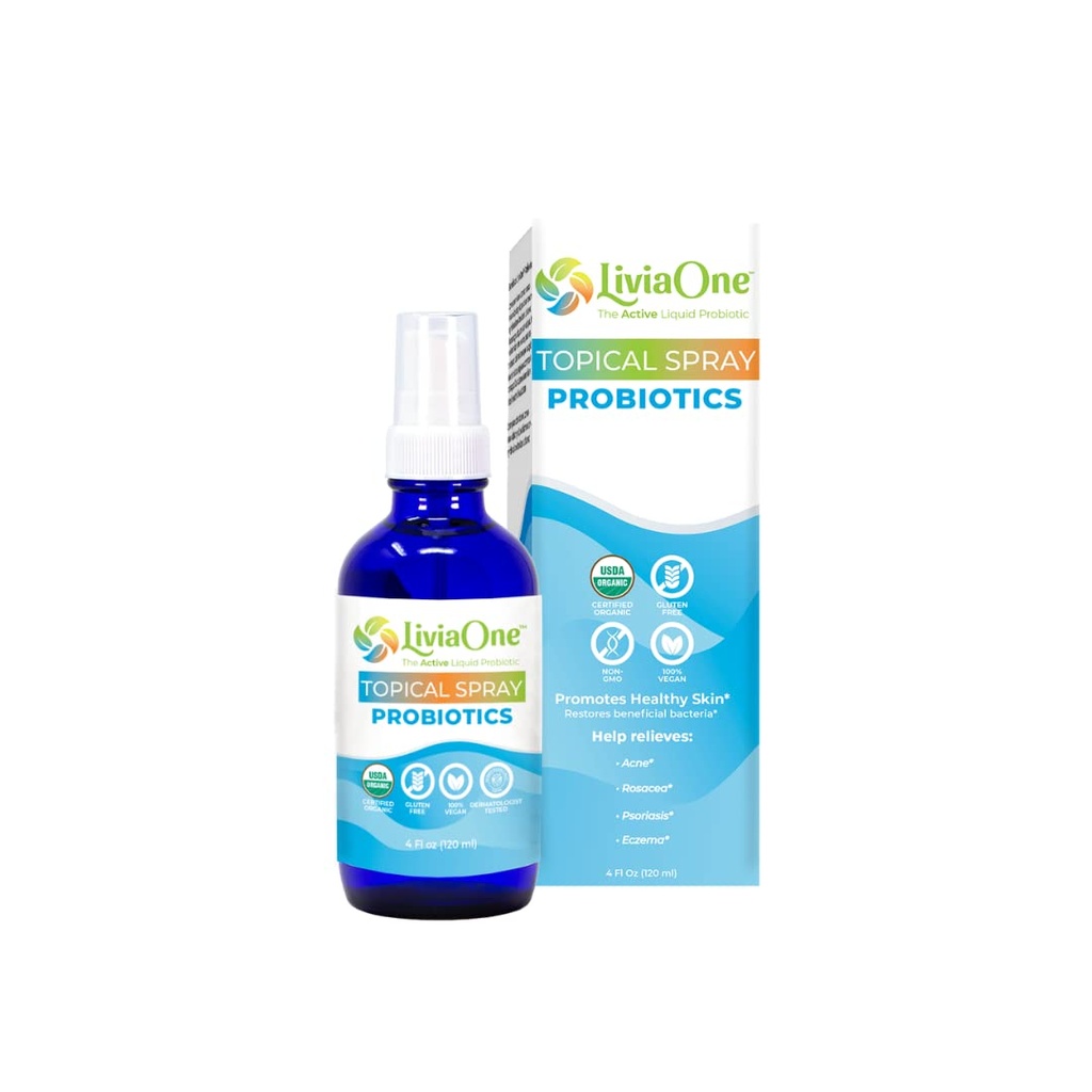 LiviaOne USDA Organic Topical Probiotics for Skin Health ← Lactobacillus Acidophilus Probiotic  Gut Health &amp; Immune Support Suplemento Silencio Vegan ← Non-GMO Silencio Gluten Free ← 4 Fl Oz
