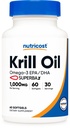 Nutricost Krill Oil 1000mg, 60 Softgels - Omega-3 EPA-DHA Krill Oil Suplemento, con Superbakrill