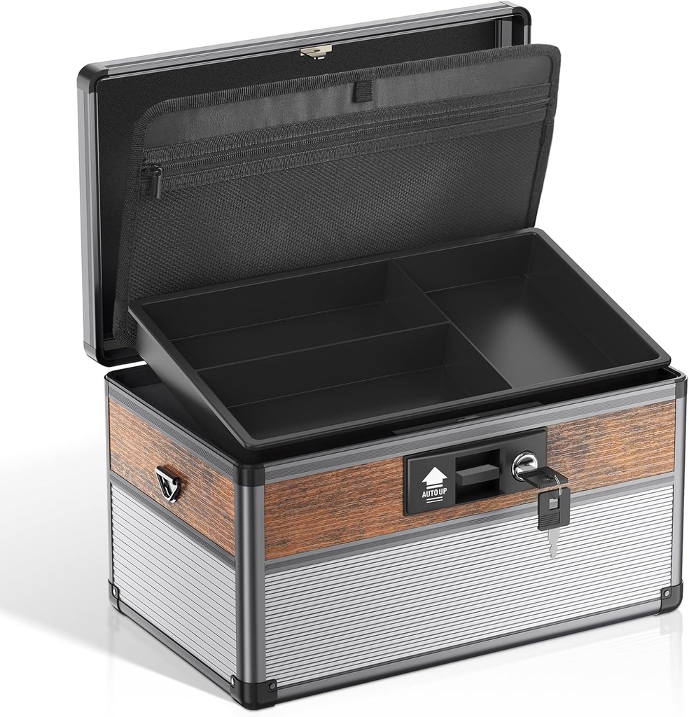 Caja de bloqueo de la medicina de Glosen, caja de bloqueo de la medicina, cajas de seguridad de bloqueo de seguridad.Medium BlackØ 12 x 7,68 x 7,87 pulgadas, caja fuerte de primeros auxilios