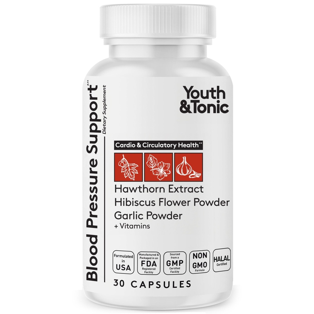 Juvenil &amp; Tonic Natural Blood Pressure Support Suplemento w/Hawthorn Hibiscus & High Potency Diuretic Herbs " Vitamins for Water Retention ← 30 BP Capsules to Maintain a Good Health ◾ Mujeres " Hombres