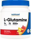 Nutricost L-Glutamina Powder 500 Grams (Fruit Punch) - (76 Servings per Bottle)