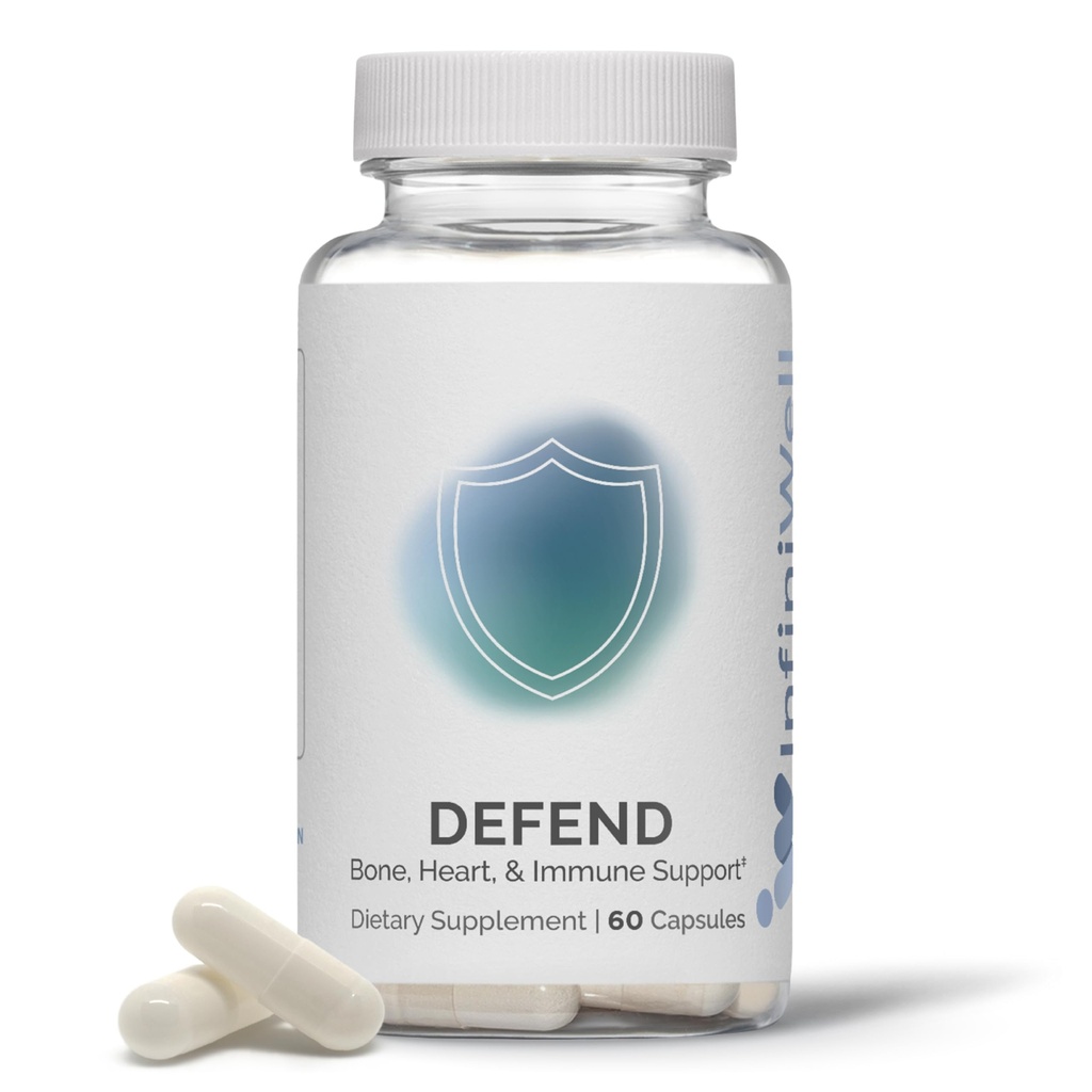 InfiniWell Defend Bone &amp; Immune Support Supplement - Vitamin A, D3 & K2 Supplement - Bioavailable Ingredients in Active Nutrient Forms - Aid Bone Strength, Heart Health &amp; More (60 Capsules)