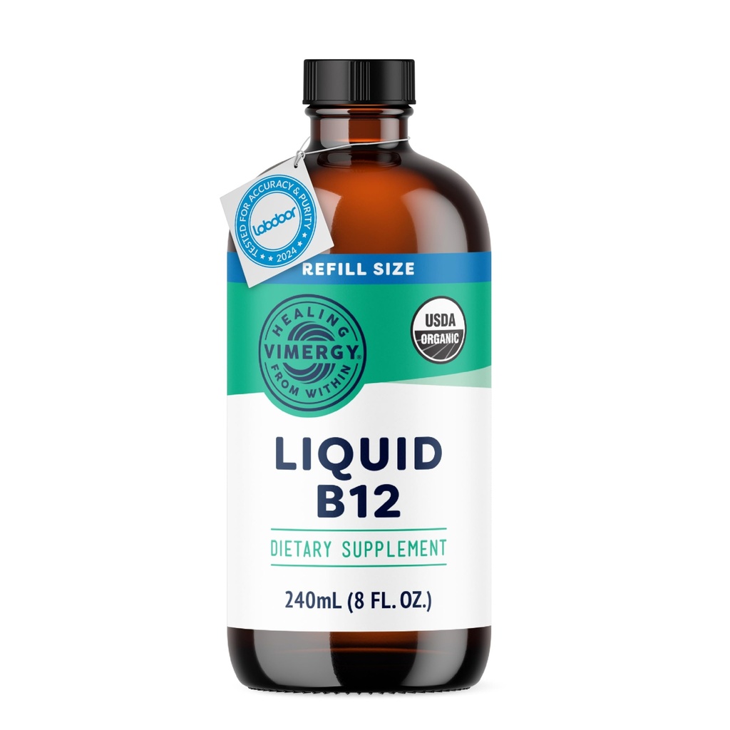 Relleno de B12 Vimergy Líquido – Soporte Cerebro Acelerado – Suplemento de Apoyo Energético – USDA Certified Organic, Vegan, Non-GMO – 240 Servings (240 mL)