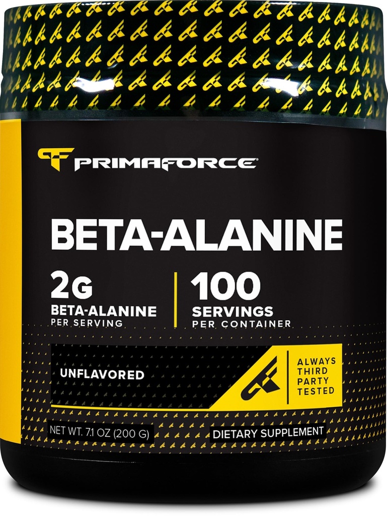 Primaforce Beta Alanine Powder, Unflavored, 200 Grams - Gluten Free, Non-GMO Suplemento para Hombres y Mujeres
