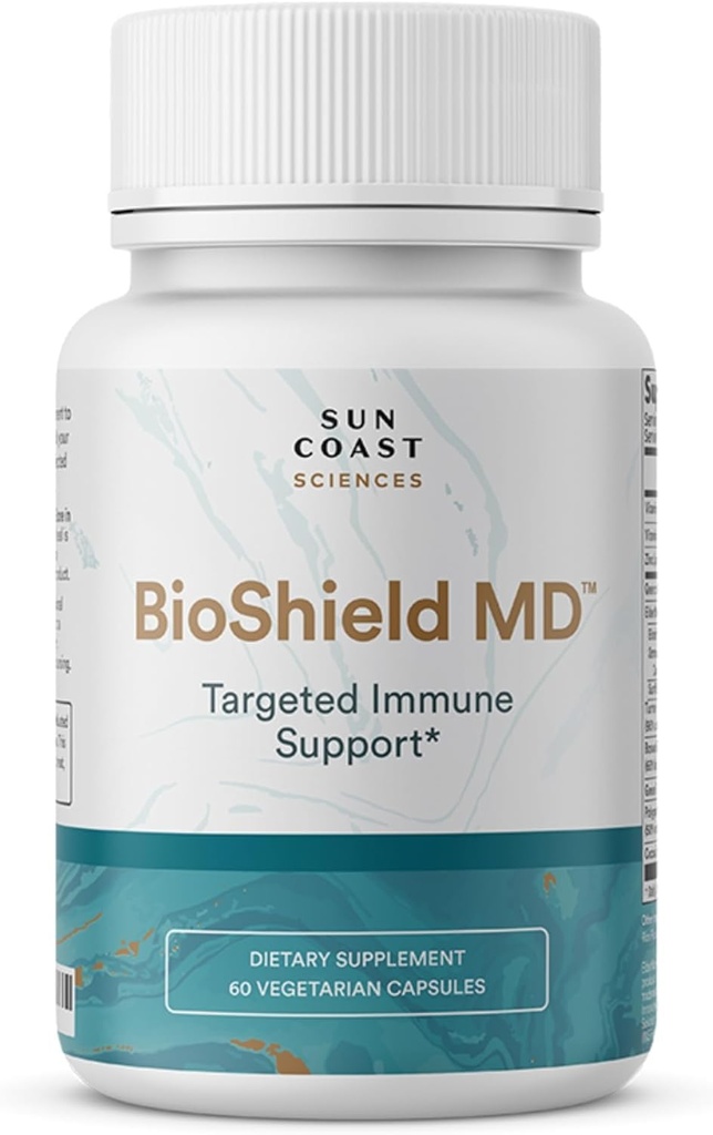 SUN COAST SCIENCES BioShield MD de Premium Immunity Support with Vitamin C, Vitamin D, Zinc, for Focus, Clarity, Joints Healthy and Muscle Recovery (60 Capsules)