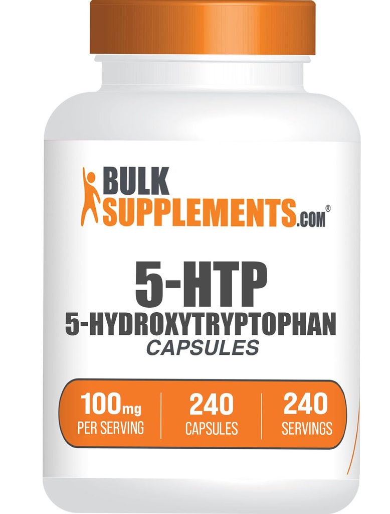 BulkSupplements.com 5-HTP Capsules - 5-Hydroxytryptophan, Amino Acid Supplement - Gluten Free, 1 cápsula por Serving, 240 Conde (Pack of 1)