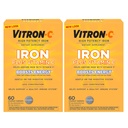 Suplemento de hierro Vitron-C, una vez al día, Hierro de alta potencia más vitamina C, apoyar la producción de células rojas de sangre, teñir tabletas gratis, 60 cuenta, 2 paquete